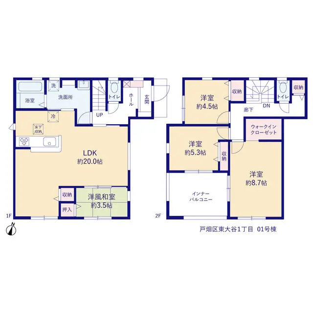 戸畑区東大谷1丁目 新築戸建 間取り図