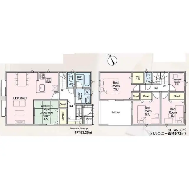 八女市室岡字中村 新築戸建(全2棟) 間取り図