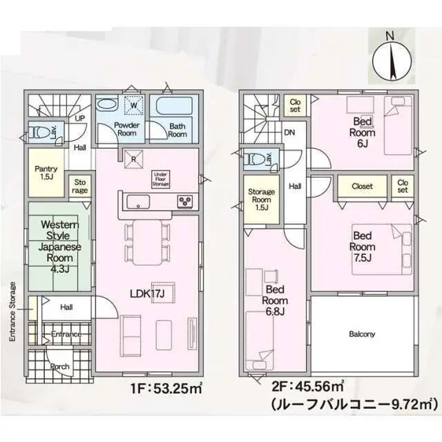 柳川市鍛冶屋町 新築戸建（全2棟） 間取り図