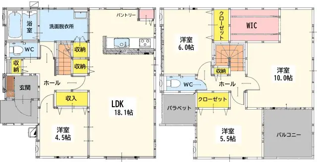 小倉南区若園1丁目 新築戸建 間取り図