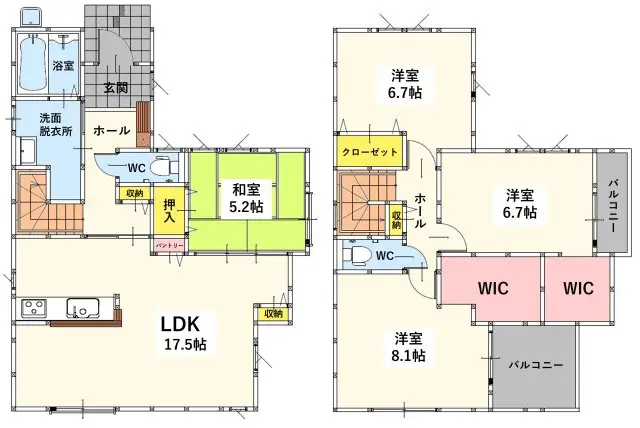 小倉南区下石田2丁目 新築戸建 間取り図
