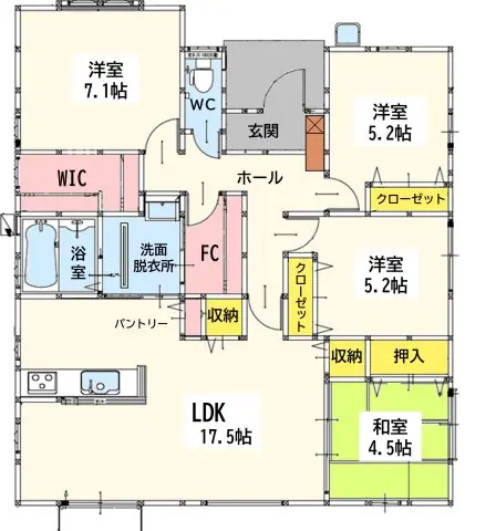 八幡西区美原町 新築戸建 間取り図