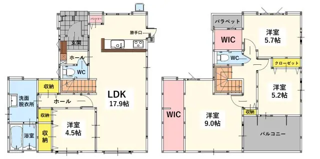 八幡西区小鷺田町 新築戸建 間取り図