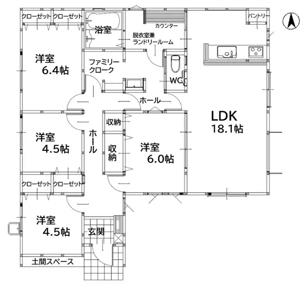 田川市弓削田 新築戸建 間取り図