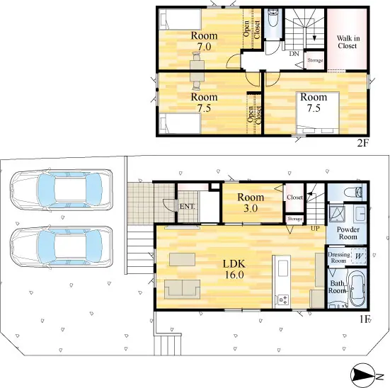 戸畑区天籟寺2丁目 新築戸建（全2棟） 間取り図