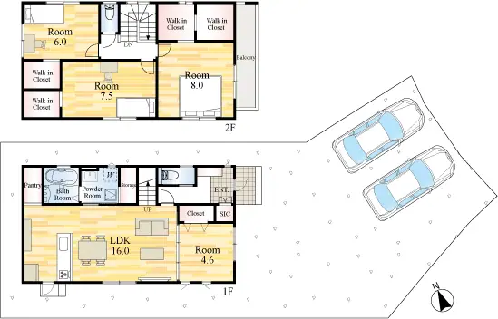 小倉南区葛原東2丁目 新築戸建（全4棟） 間取り図