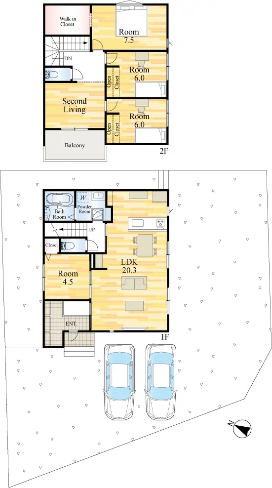 八幡西区船越2丁目 新築戸建 間取り図