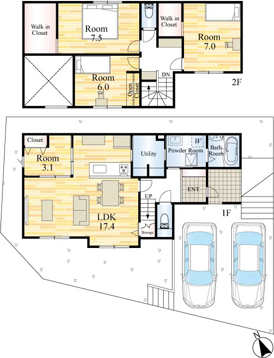 八幡西区上上津役3丁目 新築戸建（全4棟） 間取り図