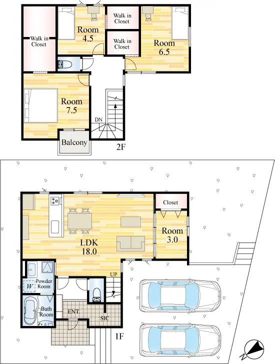 八幡西区上上津役3丁目 新築戸建（全4棟） 間取り図