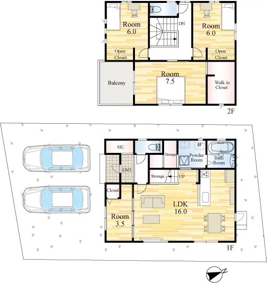八幡西区上の原4丁目 新築戸建（全2棟） 間取り図