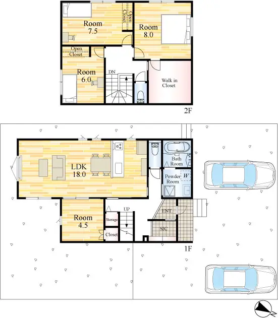 飯塚市有安 新築戸建（全3棟） 間取り図