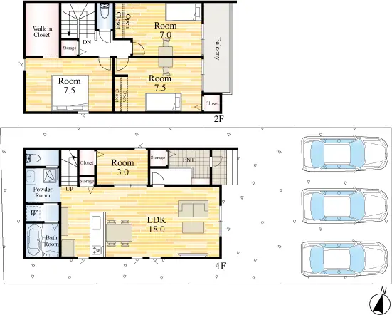 福智町赤池 新築戸建（全2棟） 間取り図