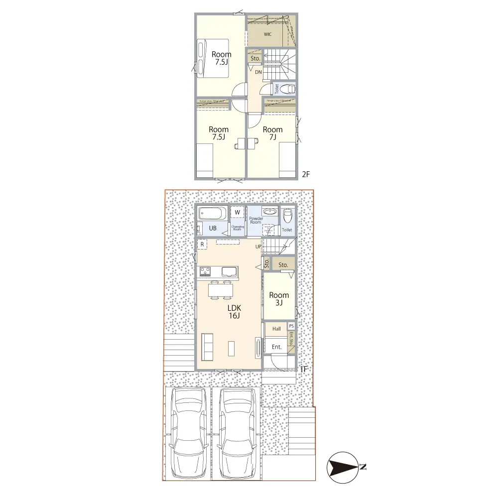 八幡西区日吉台3丁目 新築戸建（全2棟） 間取り図