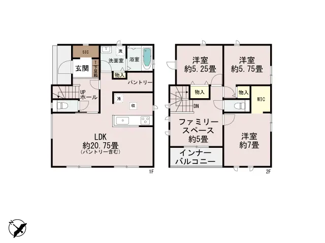 糟屋郡須恵町新原字通路谷 新築戸建（全2棟） 間取り図