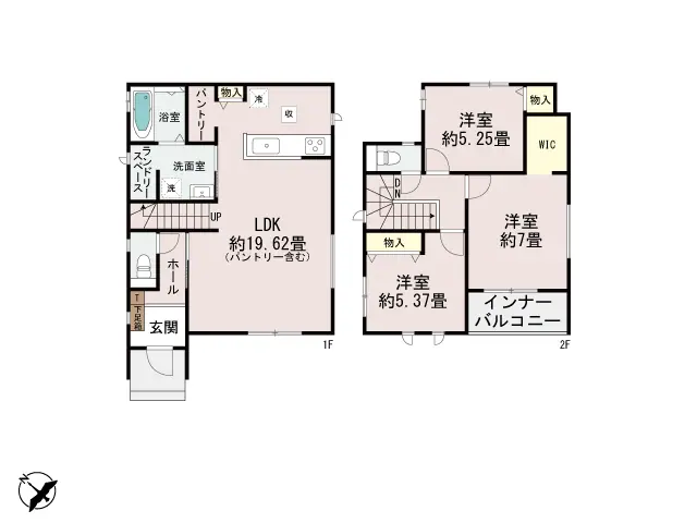 糟屋郡須恵町新原字通路谷 新築戸建（全2棟） 間取り図