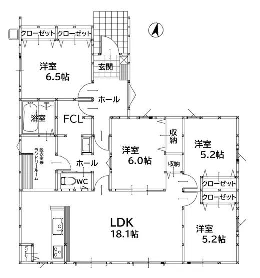 田川市奈良 新築戸建 間取り図