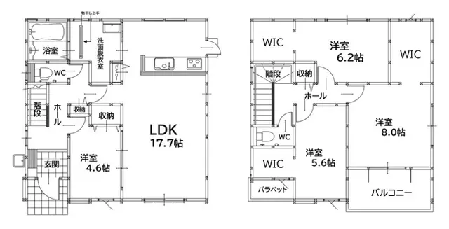 八幡西区上の原3丁目 新築戸建（全2棟） 間取り図