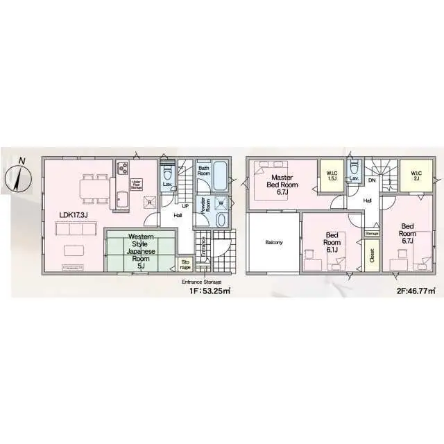 久留米市藤光町字枦ケ浦 新築戸建（全3棟） 間取り図